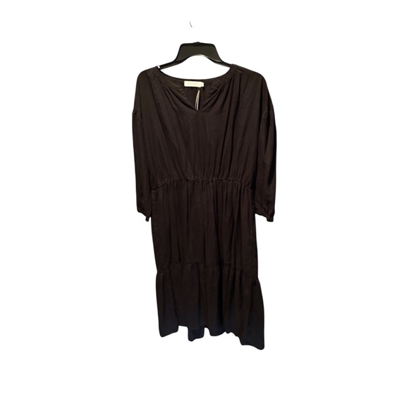Mododoc Split Neck 3/4 Sleeve Dress in Black Small NWT Sample - Picture 1 of 4